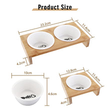 Load image into Gallery viewer, Ceramic Cat Bowls With Bamboo Frame - Single Or Double
