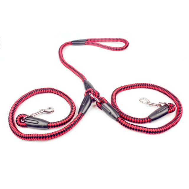 Braided Nylon Double Dog Leash