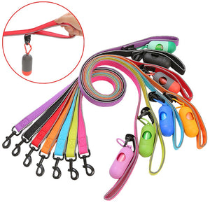 Reflective Dog Leash With Poop Bag Dispenser Set