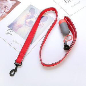 Reflective Dog Leash With Poop Bag Dispenser Set