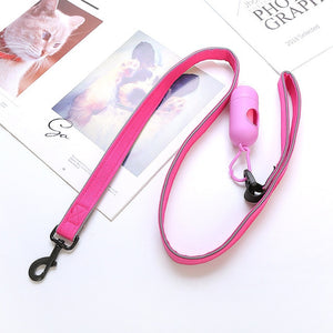 Reflective Dog Leash With Poop Bag Dispenser Set