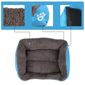 Blue Fleece Warm Cozy Dog Bed